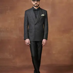 Classic Woolen Checkered Double-Breasted Tuxedo Jacket - Timeless Style in Sizes S to XL | Jaipurio